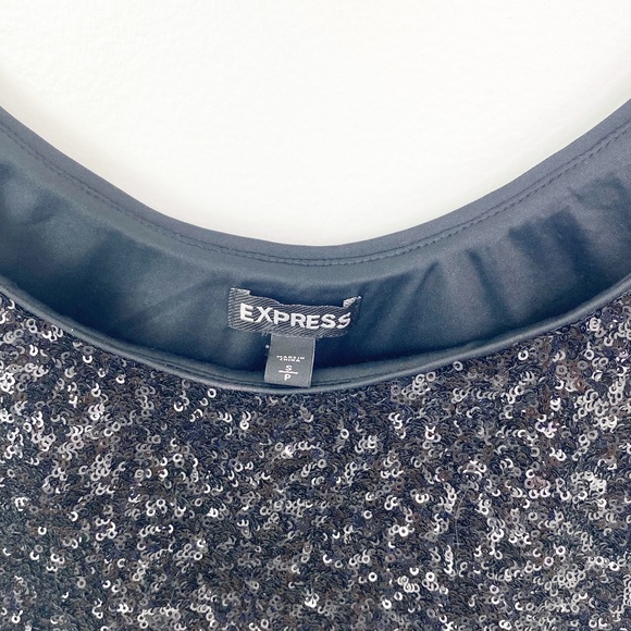 Express Women’s S Sequin Black Crop Blouse - Picture 4 of 6